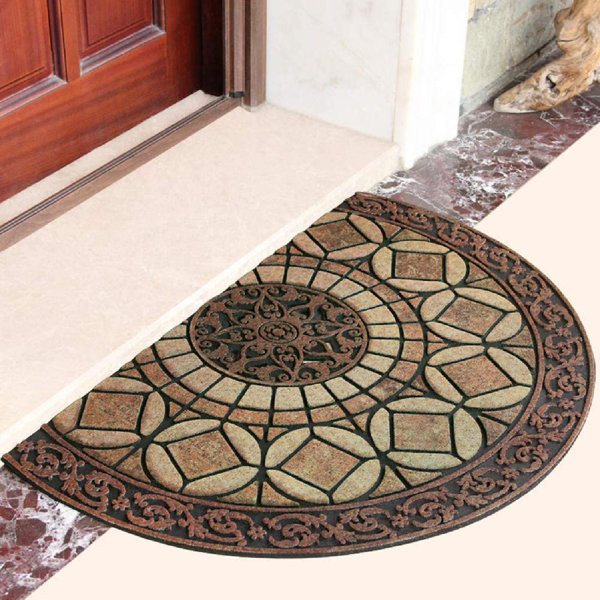 Canora Grey Yellow Half Round,Decorative Doormat Outdoor Rubber Mat For